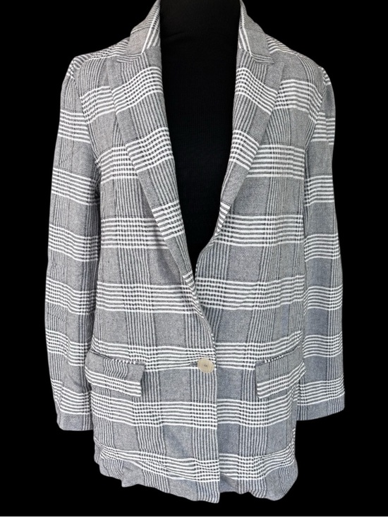Mango Jackets & Blazers - Mango MNG Gray Check Plaid Blazer Cotton Blend Size Small office siren coquette